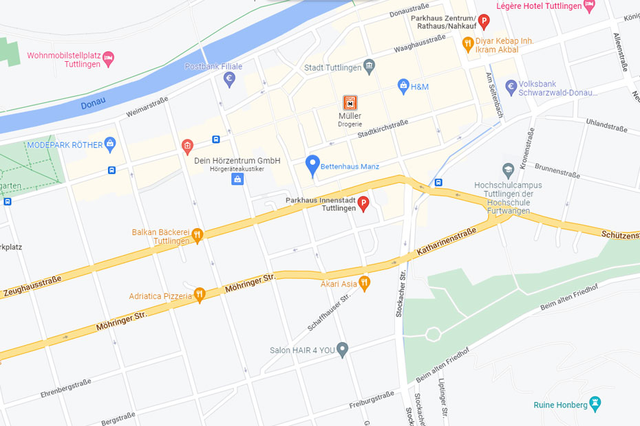 Bettenhaus Manz google maps Ansicht des Standorts und der Parkmöglichkeiten