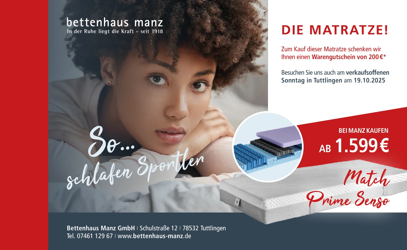 Bettenhaus Manz | Aktion Match Prime Senso Matratze für Sportler